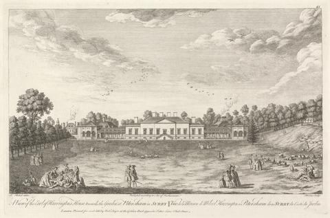 John Stevens A View of the Earl of Harrington's House towards the Garden at Petersham in Surry
