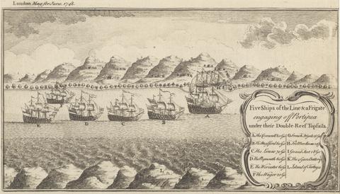 unknown artist Five Ships of the Line and a Frigate Engaging off Portipea