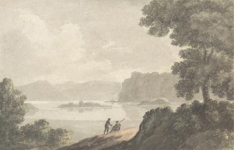 Robert Adam Figures in a Lakeside Romantic Landscape