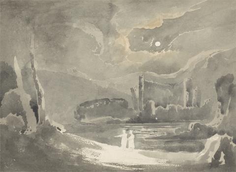 John Martin Moonlit Landscape with a Ruined Castle