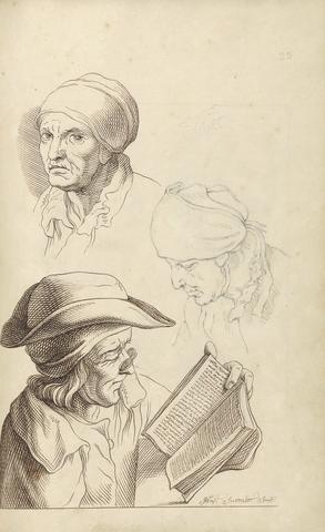 Hamlet Winstanley Sketches of Two Heads, and a Man Reading a Book