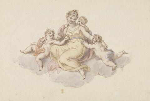 Edward Francis Burney Mother and Children Seated on Cloud