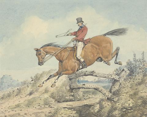 Samuel Henry Gordon Alken Foxhunting: Rider Jumping a Stile