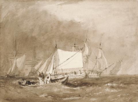 Joseph Mallord William Turner Shipping Scene, with Fishermen