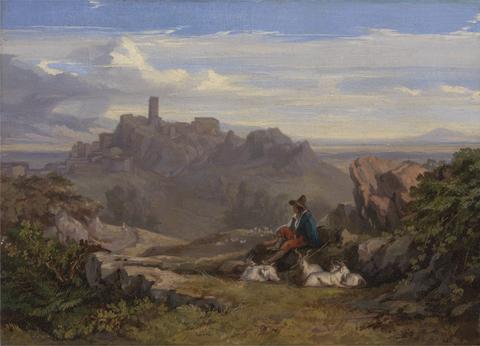 Edward Lear Landscape with Goatherd