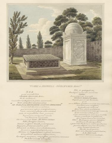 Daniel Lysons Tombs of Thomas Anguish, and Anna Glasse, from Hanwell Churchyard