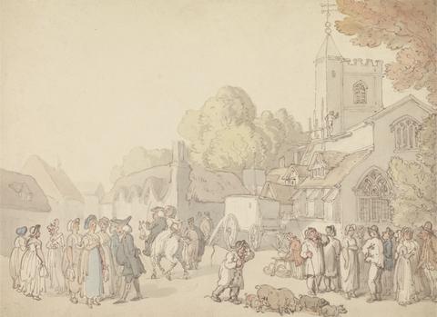 Thomas Rowlandson A Village Scene outside a Church