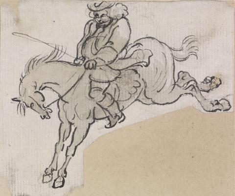 Paul Sandby Stout Man on a Bucking Horse