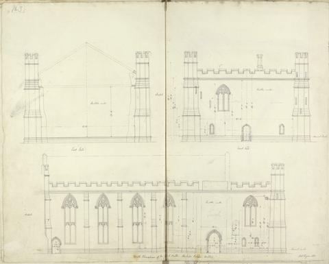 Augustus Welby Northmore Pugin Bishop's Palace, Wells, Somerset: Elevations of the Great Hall