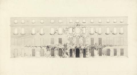 John Varley Architectural Drawing of a Building with Astrological Symbols
