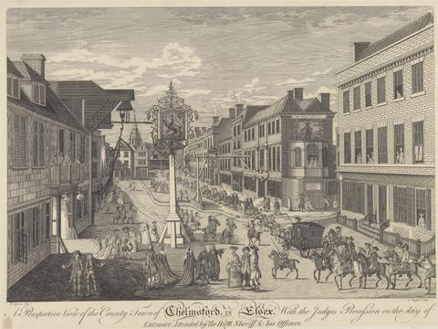 Juliet Ryland A Perspective View of the Country Town of Chelmsford in Essex, with the Judges Procession on the Day of Entrance, Attended by the High Sheriff and His Officers