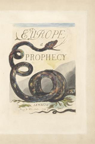 William Blake Europe. A Prophecy, Plate 2, Title Page
