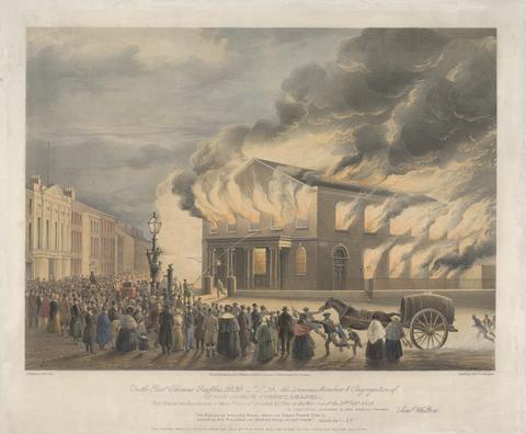 George Hawkins Great George Street Chapel, on fire 19 February 1840