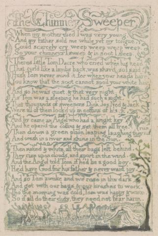 Songs of Innocence and of Experience, Plate 10, "The Chimney Sweeper" (Bentley 12)
