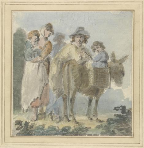 Samuel Shelley A Peasant Family with Donkey