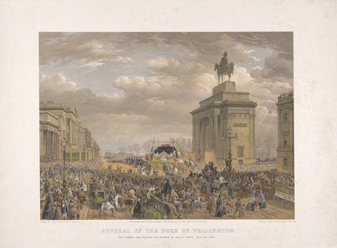 Thomas Picken The Funeral of the Duke of Wellington. The Funeral Car Passing the Archway at Apsley House, November 18th 1852.