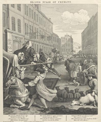 William Hogarth The Second Stage of Cruelty: Second, Coachman Beating a Fallen Horse