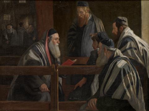Sir William Rothenstein A Scene in the Spitalfields Synagogue
