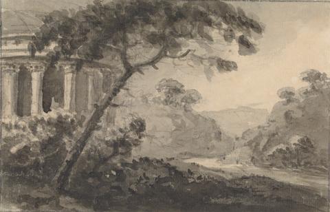 Rev. William Gilpin Landscape with Classical Building at Left