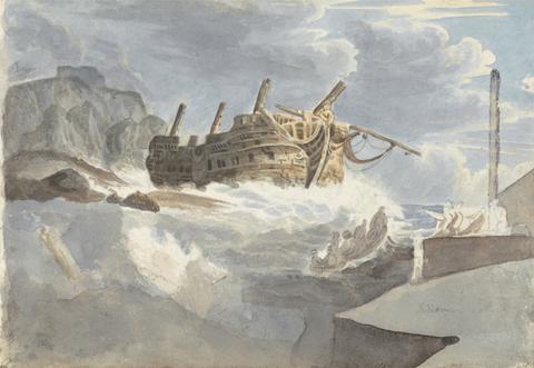 unknown artist Study for a composition: The Wreck of an East Indiaman