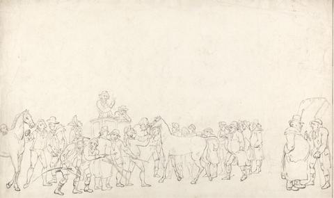 Thomas Rowlandson A Horse Sale at Hopkins's Repository (An outline)