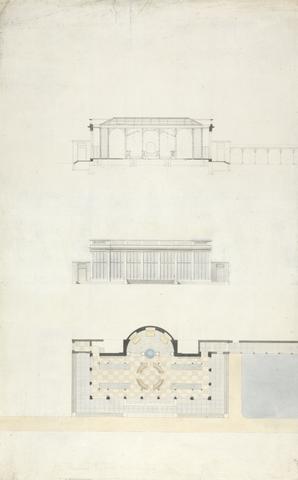 Sir Jeffry Wyatville Conservatory at Thoresby Hall, Nottinghamshire: Plans and Elevation