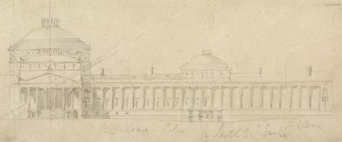 Sir John Soane Sketch of a Half-Facade for a Royal Palace, Hyde Park, London