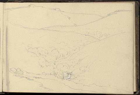 William Brockedon Landscape Scene with Hills and River Stream
