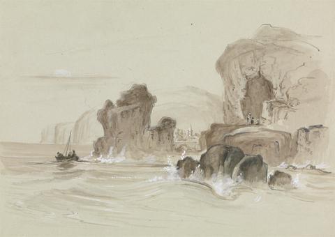 unknown artist Rocky Coastline with Small Fishing Boat