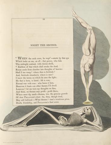 William Blake Young's Night Thoughts, Page 19, "Emblem of That Which Shall Awake the Dead"