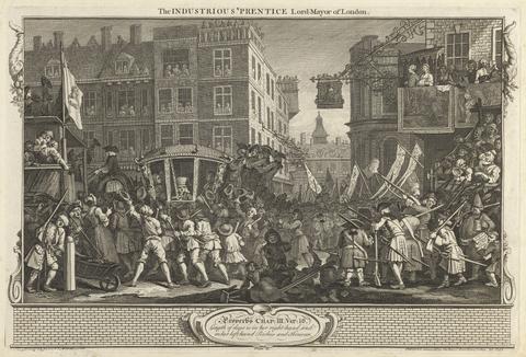 William Hogarth Plate 12, The Industrious 'Prentice Lord Mayor of London