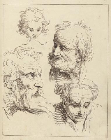 Hamlet Winstanley Four Male Heads, October 27, 1716