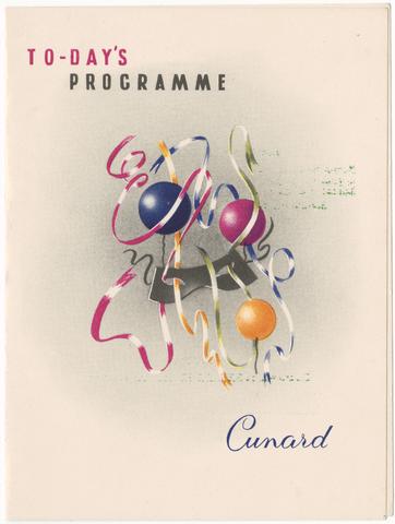 Cunard Steamship Company, ltd., creator. Programme of events, Monday August 22nd, 1955 :