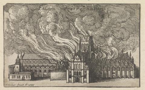 Wenceslaus Hollar Burning of old St. Paul's Cathedral in the Fire of London