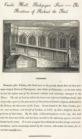 Matthew Urlwin Sears Crosbie Hall, Bishopsgate Street - The Residence of Richard the Third; page 79 (Volume One)