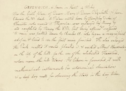 Thomas Rowlandson Manuscript: Greenwich, A Town in Kent