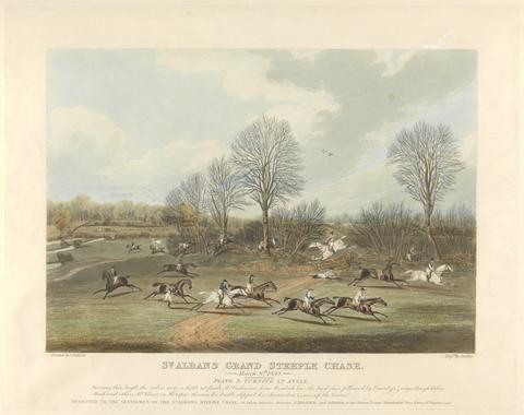 Charles Bentley Steeple-chasing [set of six]: St. Albans Grand Steeple Chase. / 8 March 1832. Plate 3. Turning an Angle...