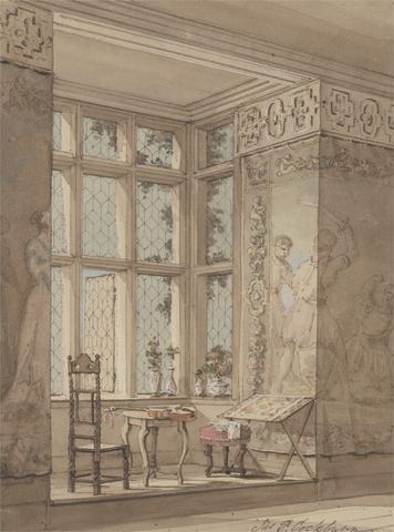 James Pattison Cockburn Tapestry-hung Room in Gothic Mansion