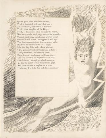 William Blake Plate 43 (page 95): 'The goddess bursts in thunder and in flame'
