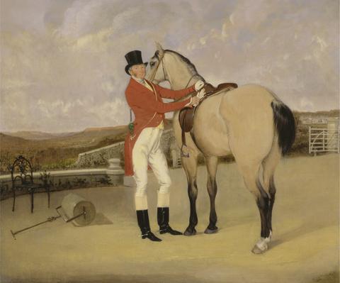 Anson Ambrose Martin James Taylor Wray of the Bedale Hunt with his Dun Hunter