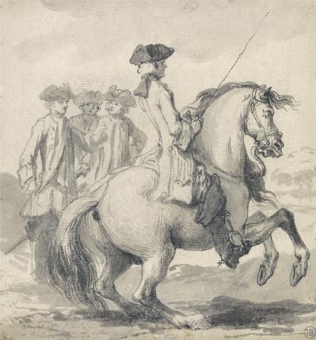 John Vanderbank "The Manege-Gallop with the right leg" engraved as plate 14 in "Twenty Five Actions of the Manage Horse..."