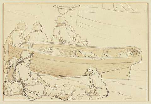 Sir Edwin Henry Landseer Fisherman by a Boat with a Dog