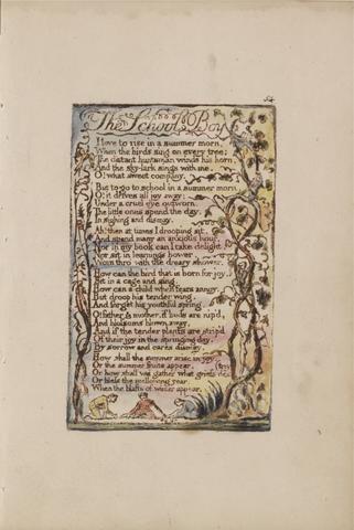 William Blake Songs of Innocence and of Experience, Plate 54, "The School Boy" (Bentley 53)