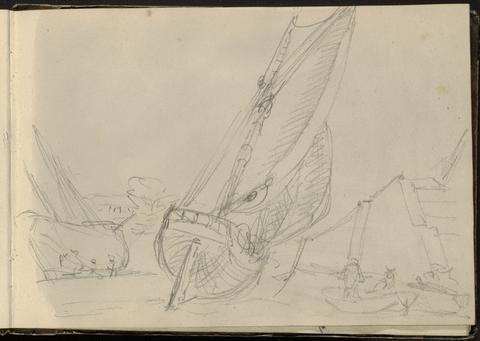 William Brockedon Sketch of Boats in a Harbor