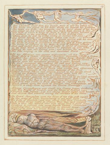 William Blake Jerusalem, Plate 19, "His children exil'd from his breast...."
