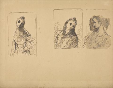 Augustus Edwin John Three Sketches of a Woman's Head