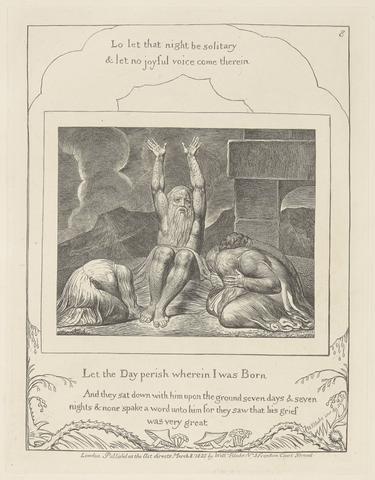 William Blake Book of Job, Plate 8, Job's Despair