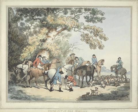 Thomas Rowlandson Fox-Hunting [set of six]: 1. Going Out in the Morning