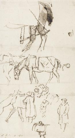 John Linnell Studies of Horses, Men and Carriages