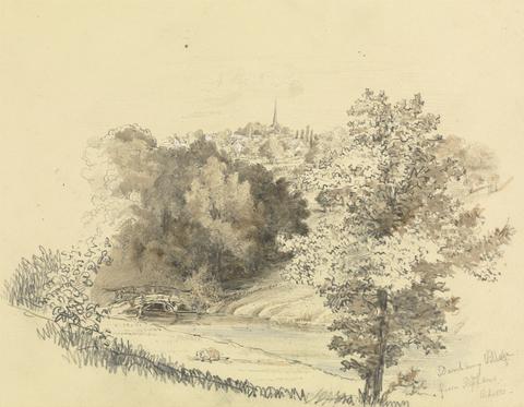 unknown artist River Landscape with Town in the Distance